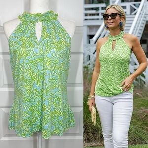 New Boutique La Mer Luxe Kiki Keyhole Top in Caroline Lime Bermuda